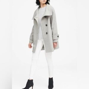 Banana Republic Italian Wool Blend Coat S Gray Shawl Collar Button Front Jacket